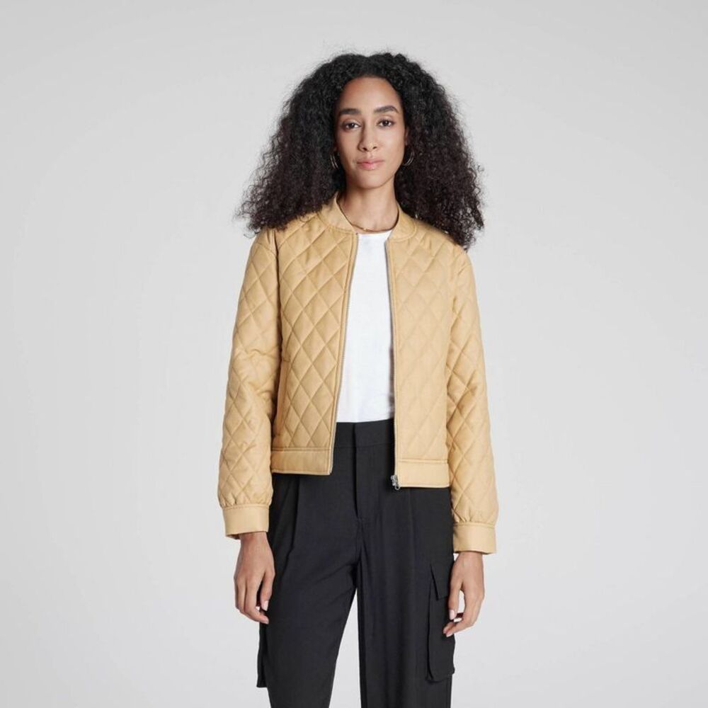 Women's Quilted Bomber Jacket - A New Day Yellow XS